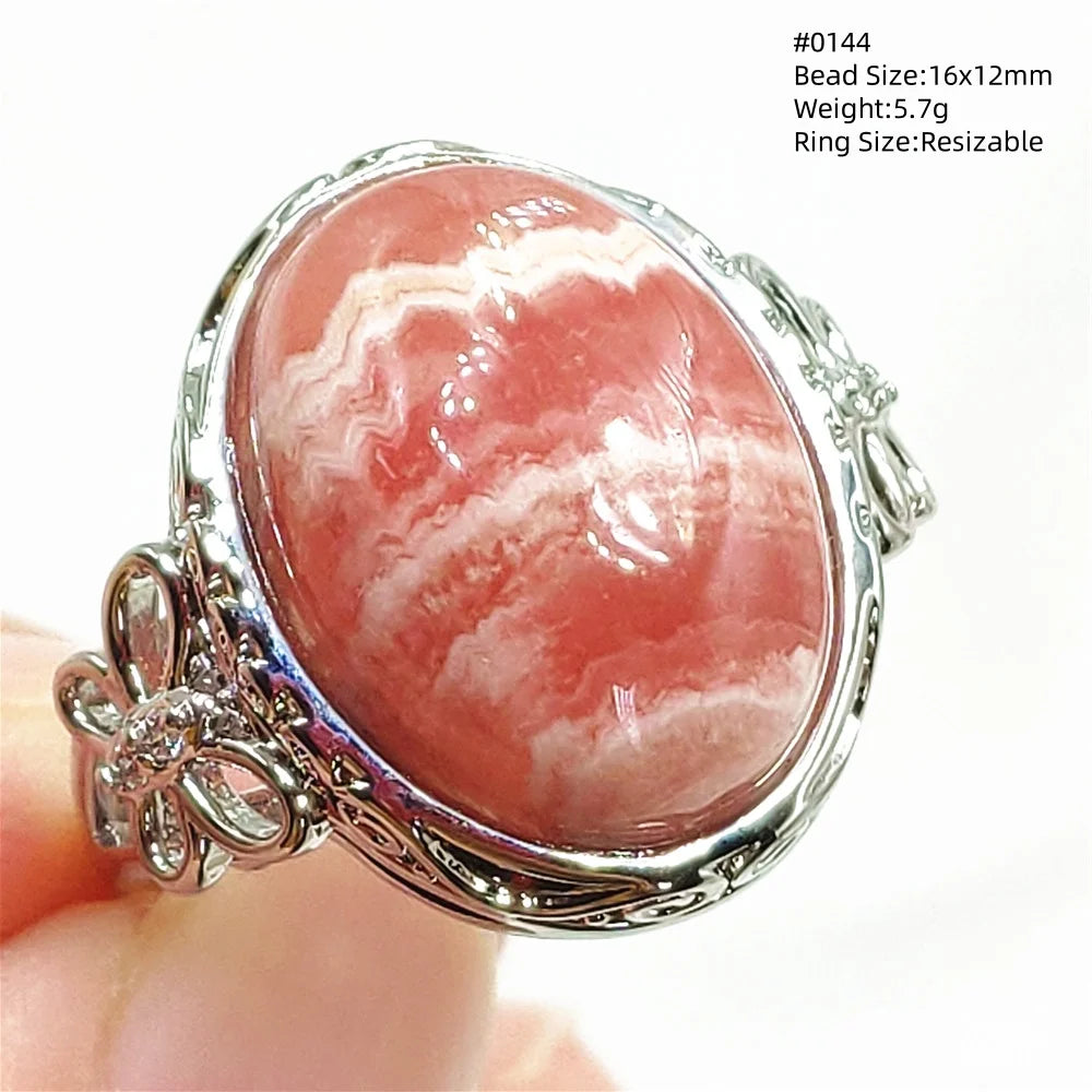 Natural Rose Rhodochrosite Ring Adjustable Ring Jewelry Woman Men Love Red Rhodochrosite Bead Healing Stone AAAAAA