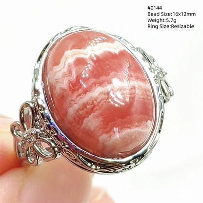 Natural Rose Rhodochrosite Ring Adjustable Ring Jewelry Woman Men Love Red Rhodochrosite Bead Healing Stone AAAAAA