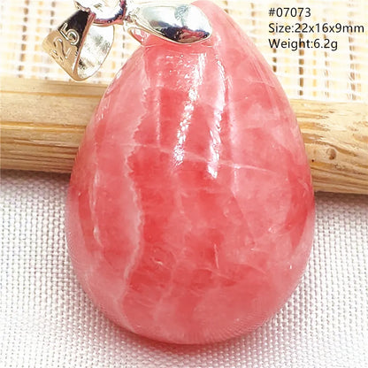 Natural Red Argentina Rhodochrosite Pendant Necklace Rose Rhodochrosite Heart Pendant Women Men Necklace AAAAA