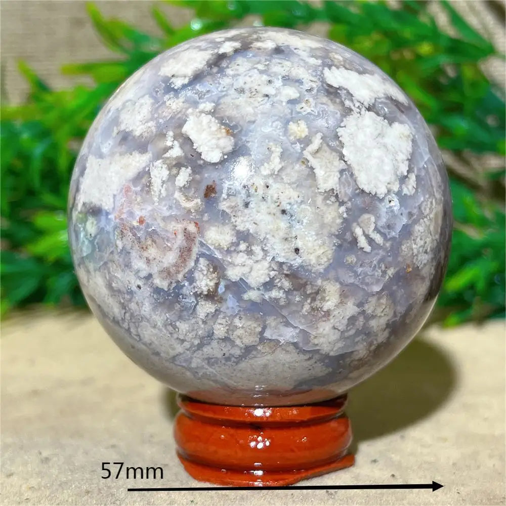 Esfera de Ágata de Flor Roxa Bola de Cristal Natural Drusa Mineral Pedras Preciosas Minerais Ornamentos Espirituais Decoração para Casa + Suporte