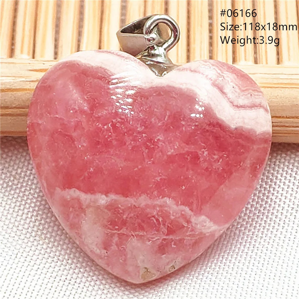 Natural Rose Rhodochrosite Pendant Heart Red Rhodochrosite Love Bead Pendant Necklace Women Rare Rose Necklace AAAAA