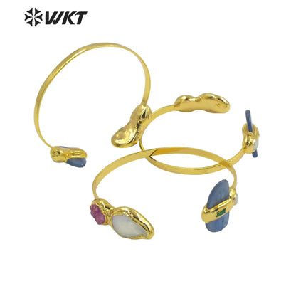 WT-B620  WKT 2022 Retro style bangle accessories kyanite& pearl gold-plate bangle for fashion elegant gift women Charming