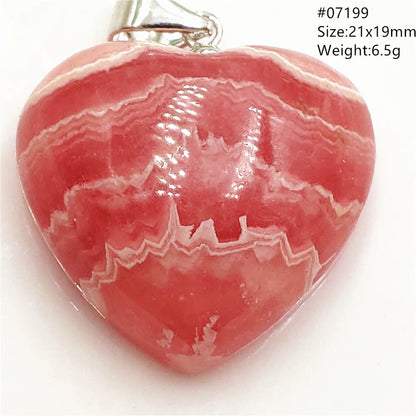 Natural Red Argentina Rhodochrosite Pendant Necklace Rose Rhodochrosite Heart Pendant Women Men Necklace AAAAA