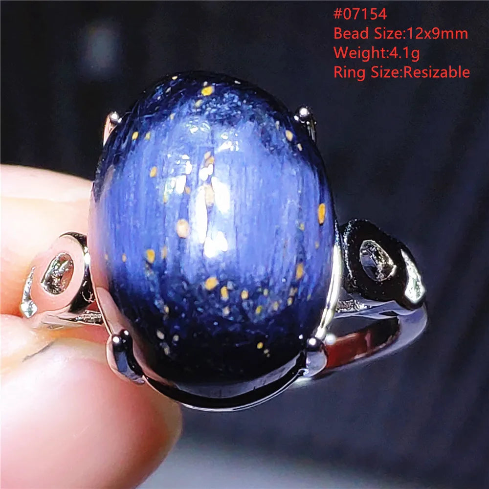 Natural Blue Pietersite Adjustable Ring Women Petersite Chatoyant Beads Namibia Fashion Jewelry Cat Eye Ring AAAAA