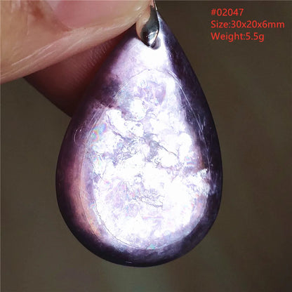 Natural Purple Lepidolite Quartz Tourmaline Mica Pendant Flash Woman Men Heart Love Fashion Jewelry AAAAAA