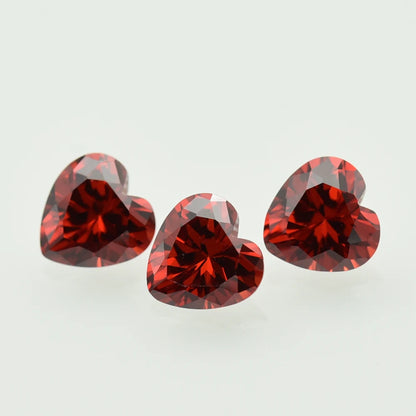 Heart Shape Garnet Cubic Zirconia Brilliant Cut Loose CZ Stone Synthetic Gems Beads For Jewelry 2x2-16x16mm DIY for Jewelry