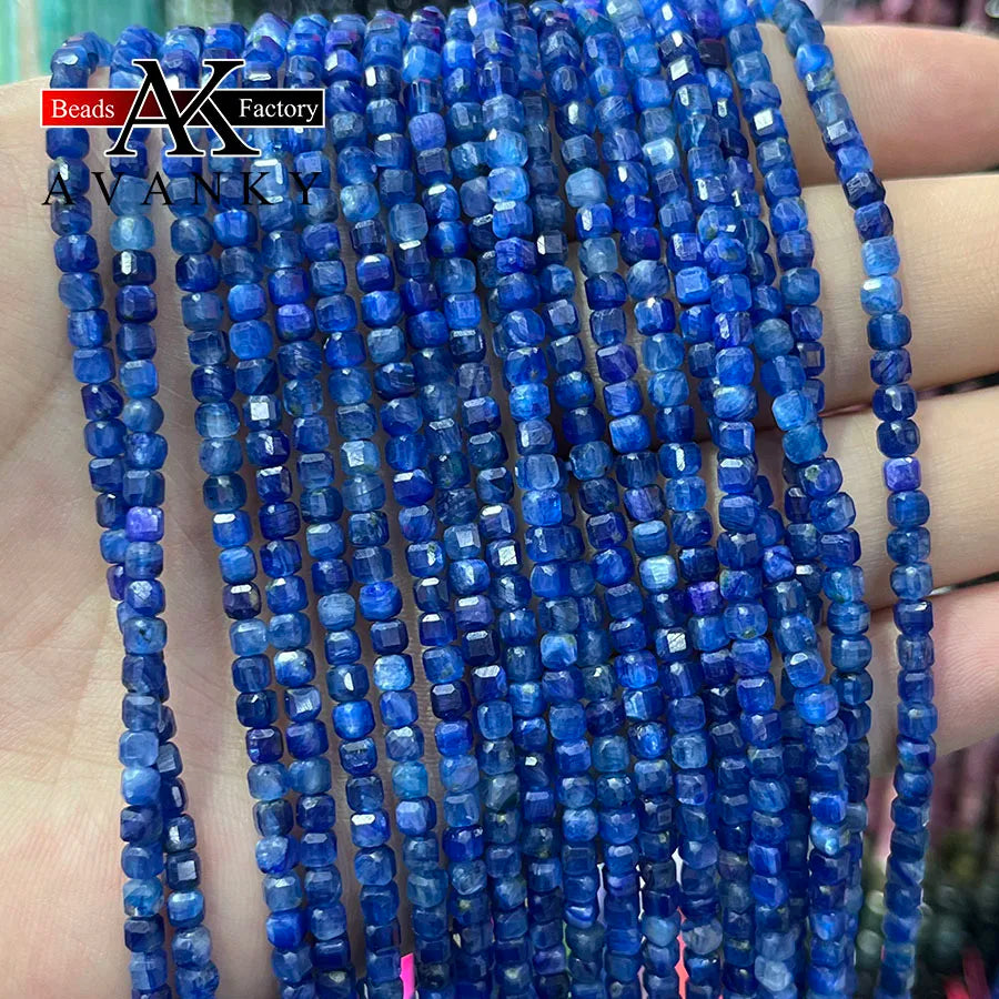 Natural Crystal Kyanite Stone Handmade Faceted Cube Loose Beads For DIY Jewelry Making Bracelet Necklace 15Ã¢â‚¬Å“ 3mm