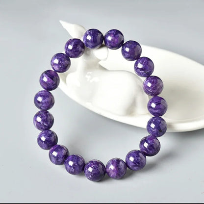 Natural Amethyst Charoite Beaded Bracelet Purple Ore Men and Women Single Circle Healing Reiki Crystal Stone Jewelry