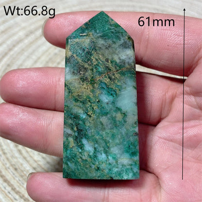 Natural Crystal Dioptase Tower Pyrite Healing Wholesale Gemstone Energy Polished Obelisk Precious Gift