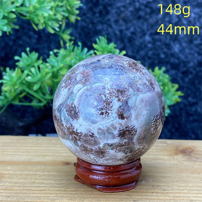 1pcNatural Green Cherry Blossom Stone Agate Gem Energy Sphere Healing Reiki Crystal Ball Garden Aquarium Home Decor Holiday Gift