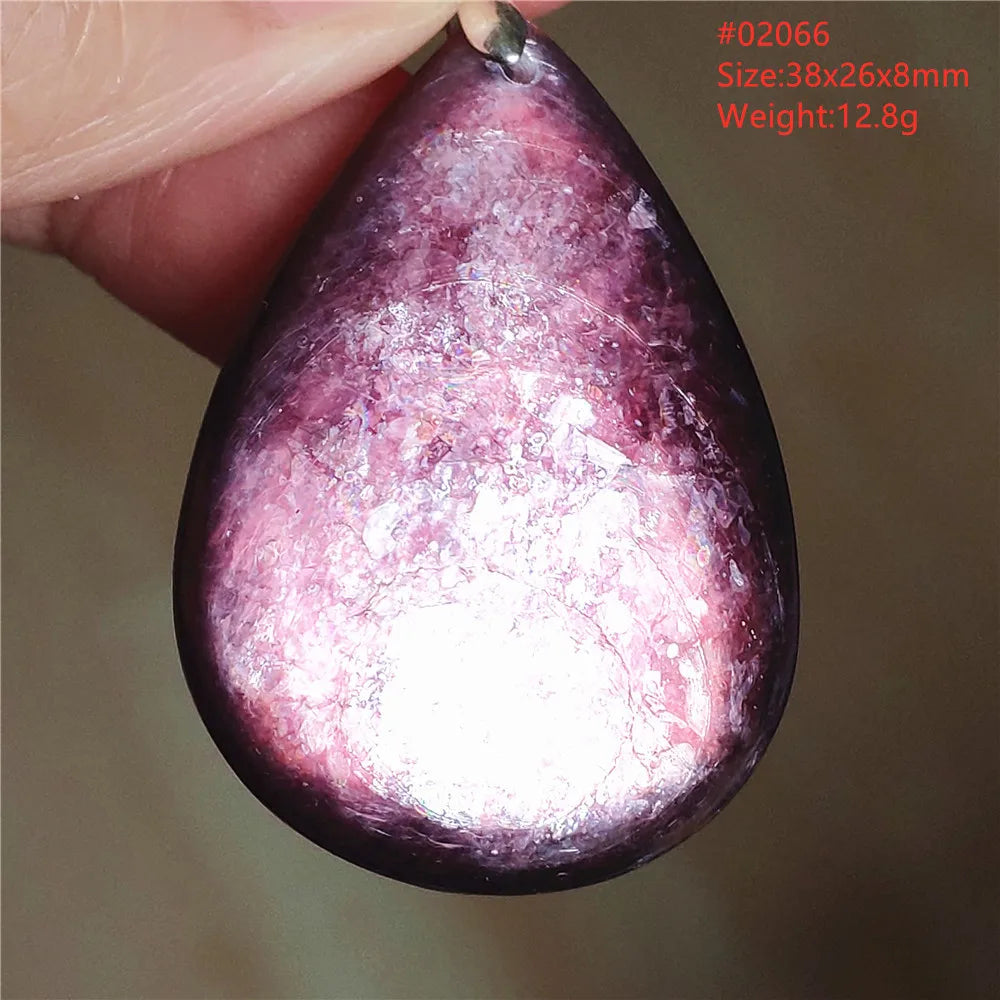 Natural Purple Lepidolite Quartz Tourmaline Mica Pendant Flash Woman Men Heart Love Fashion Jewelry AAAAAA