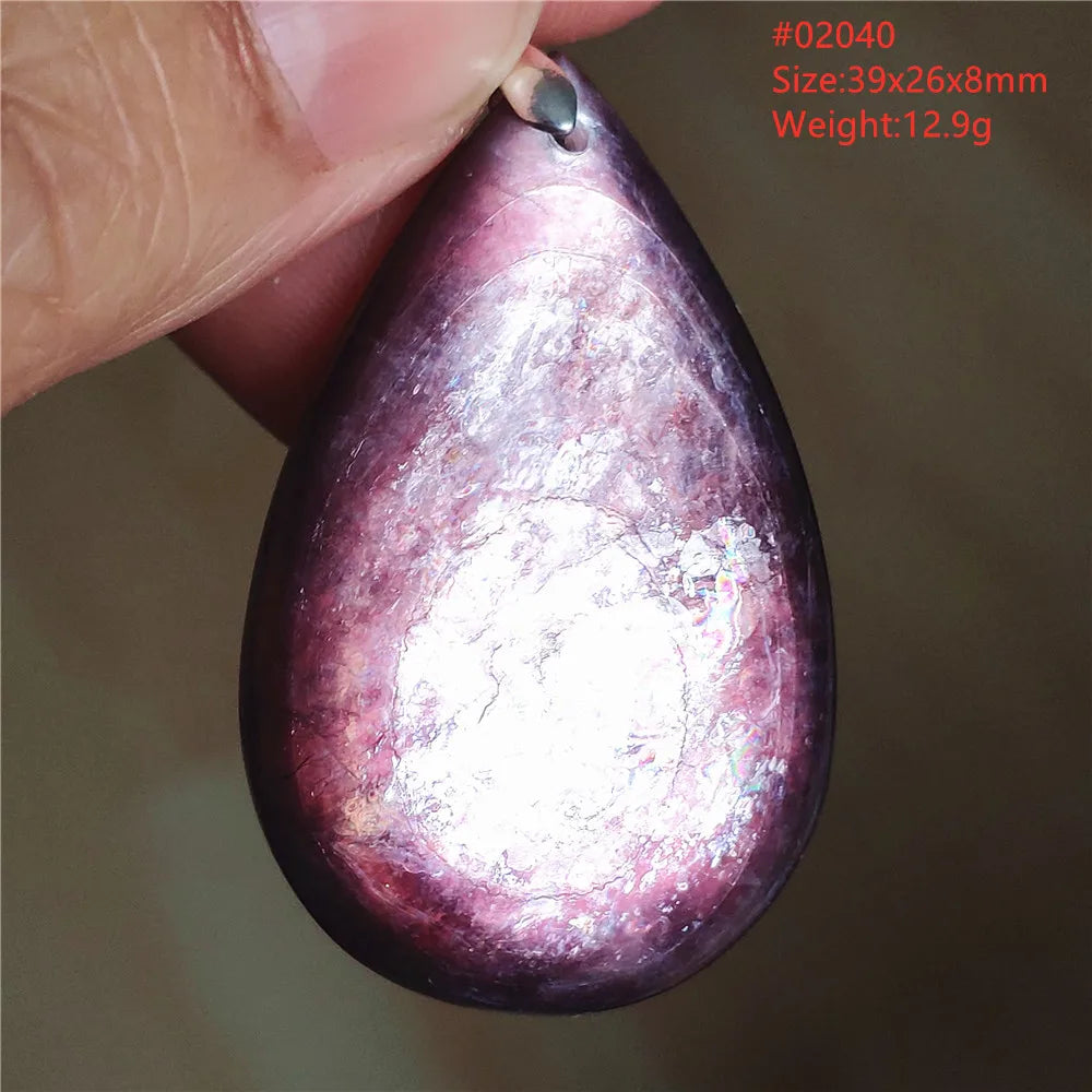 Natural Purple Lepidolite Quartz Tourmaline Mica Pendant Flash Woman Men Heart Love Fashion Jewelry AAAAAA