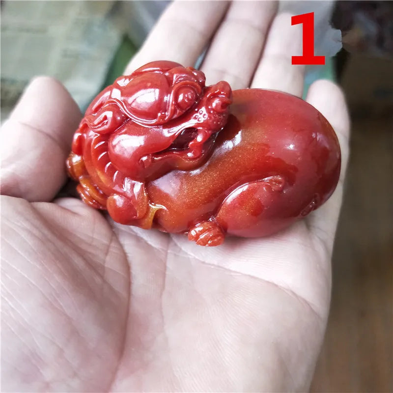 Jade Direct Wholesale Jade Carving Crafts Hibiscus Frozen Bloodstone Hand Playing Pieces Men's Jade Shoushan Stone Hand Pieces