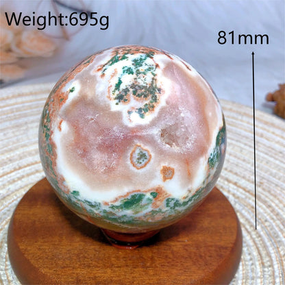 Natural Crystals Carnelian Moss Agate Sphere Druzy Geode Home Decorations Polished Room Decor Energy Gift Mineral Ore