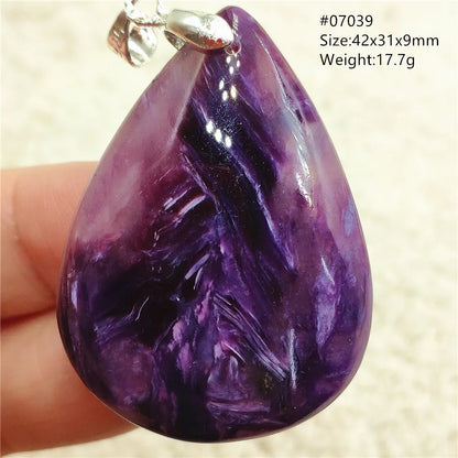 Natural Purple Charoite Pendant Necklace Jewelry Women 925 Sterling Silver Rare Gift Charoite Bead AAAAA