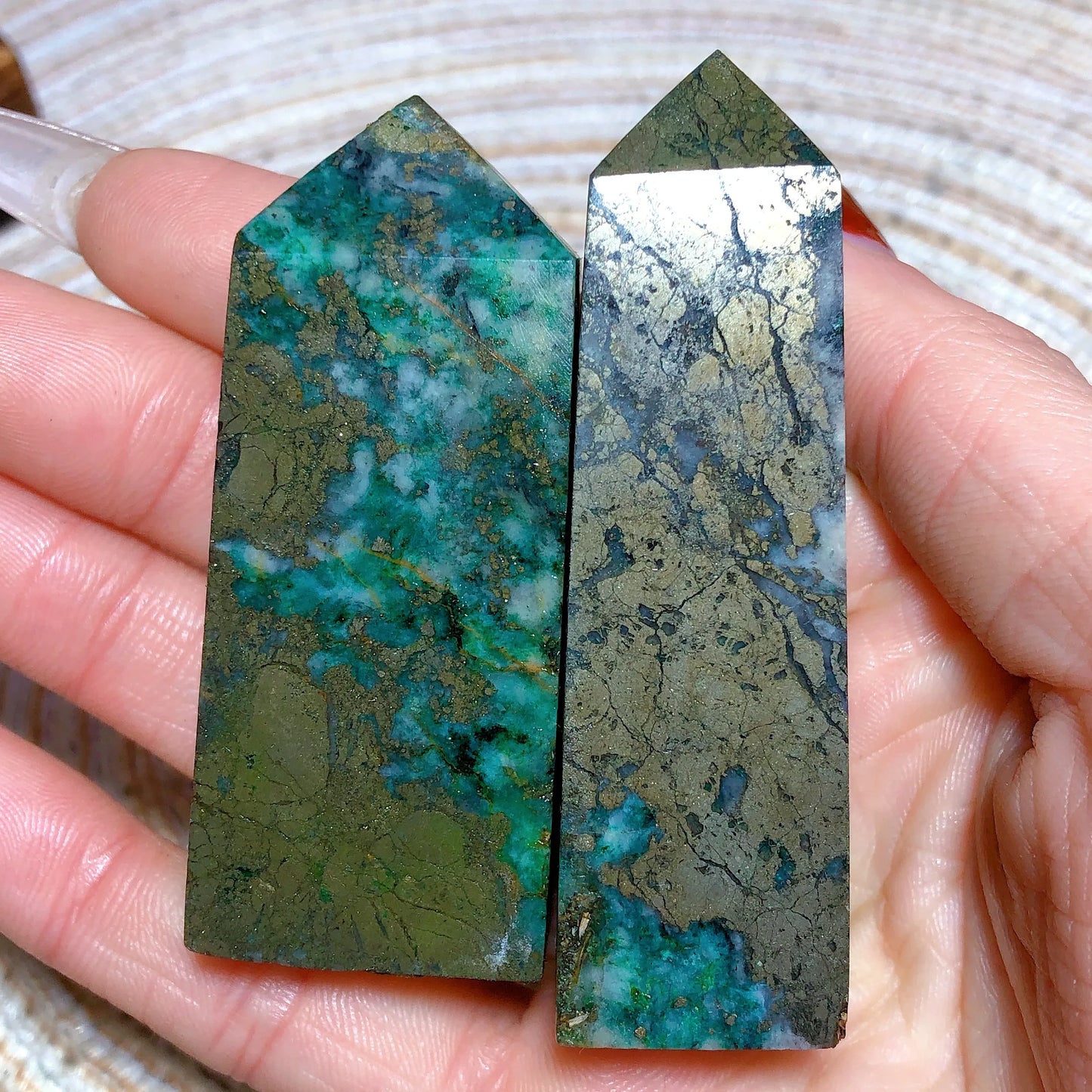 Natural Crystal Dioptase Tower Pyrite Healing Wholesale Gemstone Energy Polished Obelisk Precious Gift