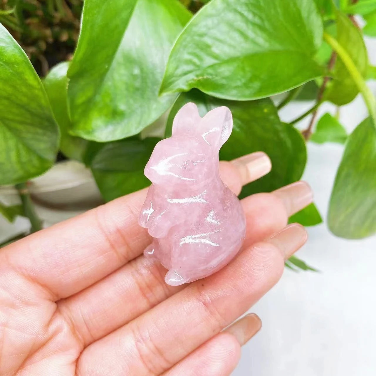 Amethyst, Quartz & Agate Rabbit Carving – Healing Gem Décor