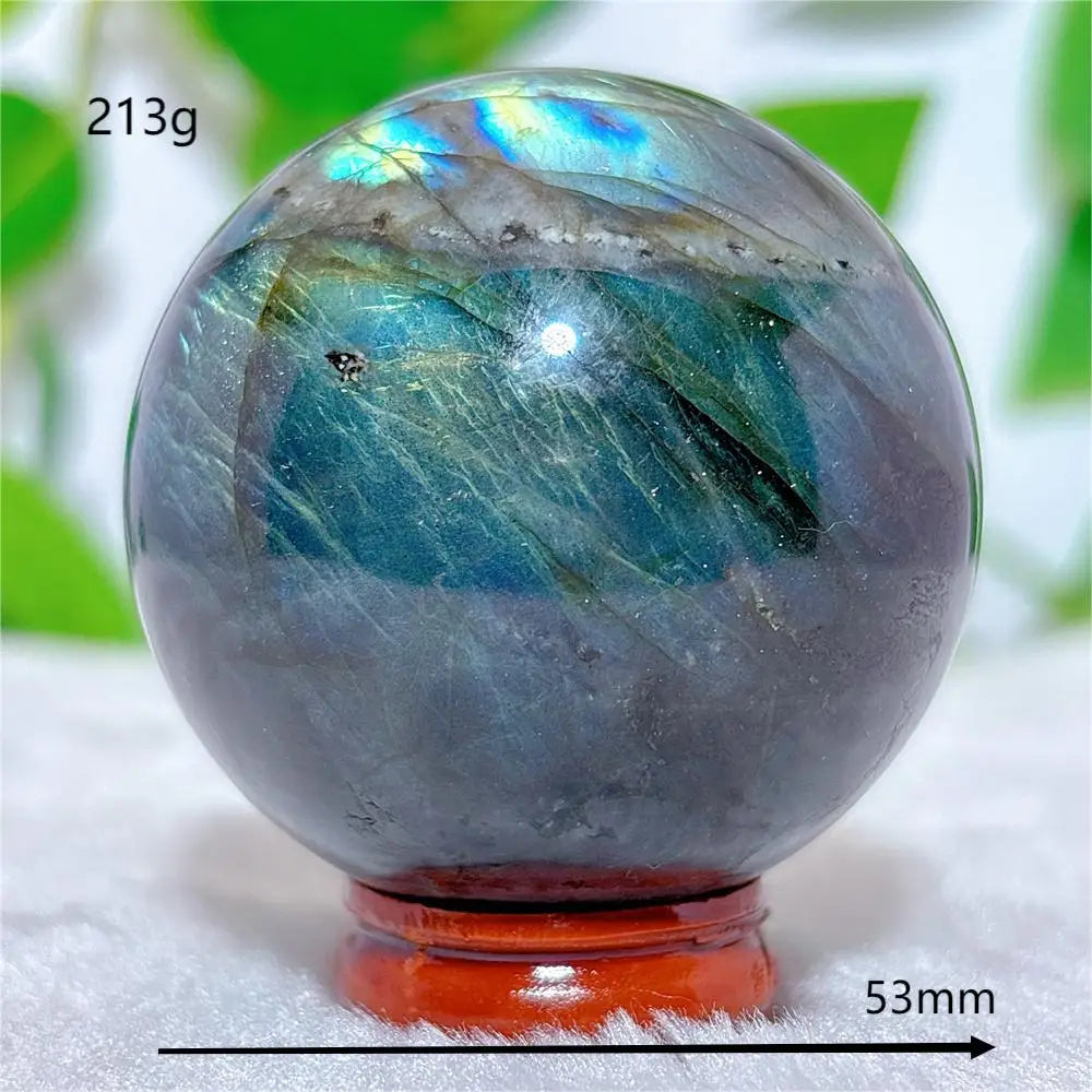 Labradorite Sphere Ball Crystal Natural Stone Quartz Home Decoration Minerals Reiki Craft Gemstone Energy Healing Love +Stand