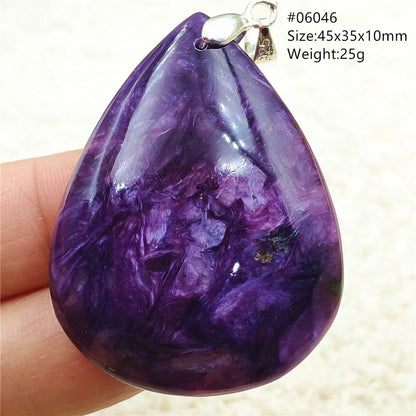 Natural Purple Charoite Water Drop Gemstone Pendant Women Men Charoite Bead Best Necklace Jewelry 925 Sterling Silver AAAAAA