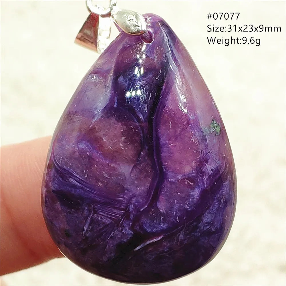 Natural Purple Charoite Water Drop Gemstone Pendant Women Men Charoite Bead Best Necklace Jewelry 925 Sterling Silver AAAAAA