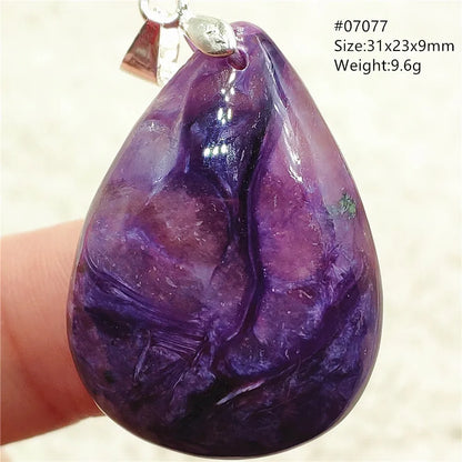 Natural Purple Charoite Water Drop Gemstone Pendant Women Men Charoite Bead Best Necklace Jewelry 925 Sterling Silver AAAAAA