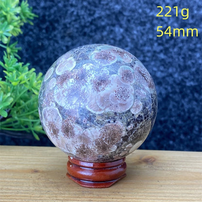 1pcNatural Green Cherry Blossom Stone Agate Gem Energy Sphere Healing Reiki Crystal Ball Garden Aquarium Home Decor Holiday Gift