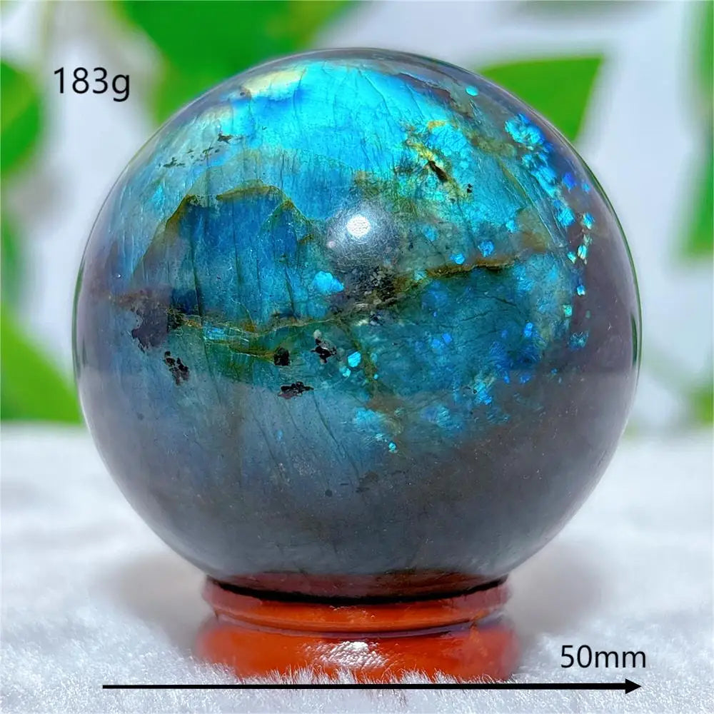 Labradorite Sphere Ball Crystal Natural Stone Quartz Home Decoration Minerals Reiki Craft Gemstone Energy Healing Love +Stand