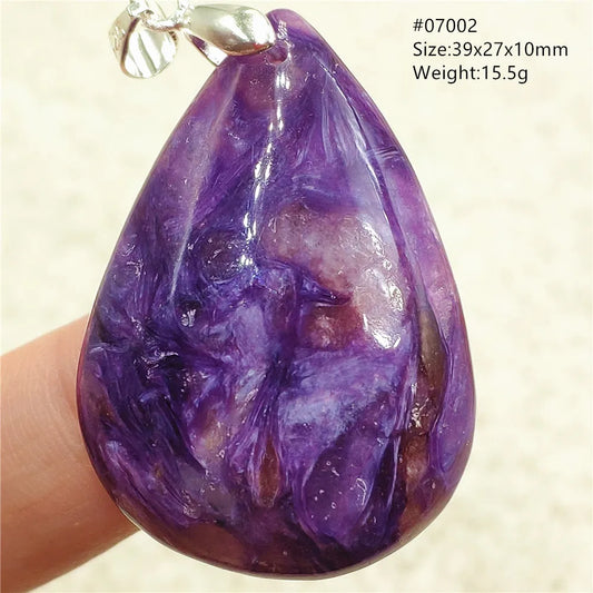 Natural Purple Charoite Pendant Necklace Jewelry Women 925 Sterling Silver Rare Gift Charoite Bead AAAAA