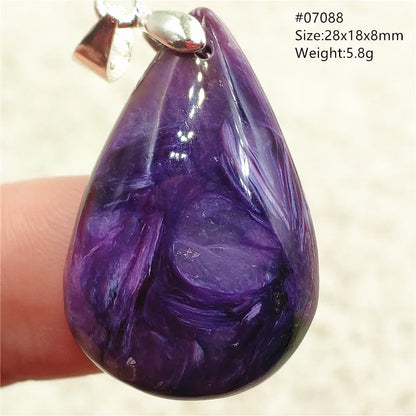 Natural Purple Charoite Water Drop Gemstone Pendant Women Men Charoite Bead Best Necklace Jewelry 925 Sterling Silver AAAAAA