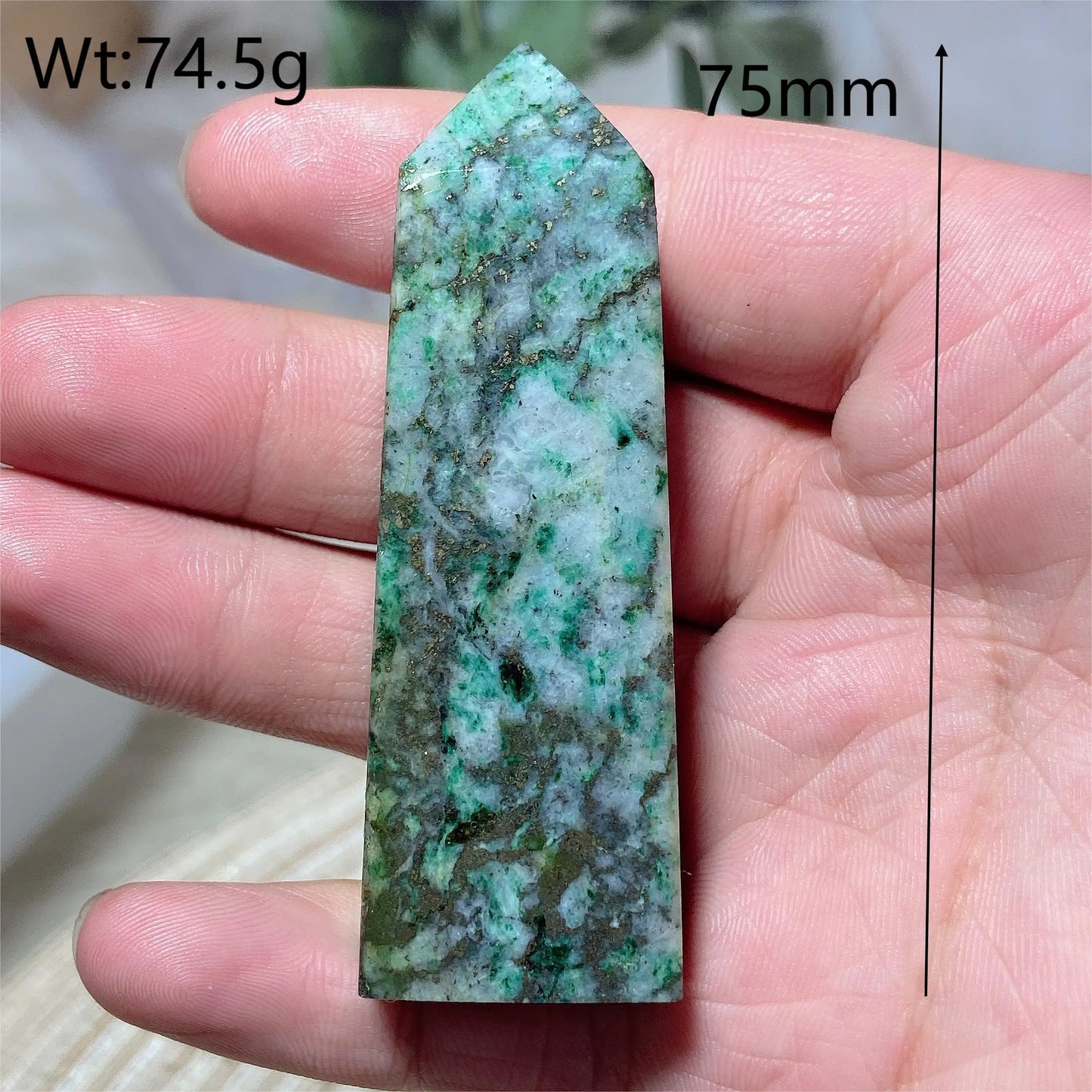 Natural Crystal Dioptase Tower Pyrite Healing Wholesale Gemstone Energy Polished Obelisk Precious Gift