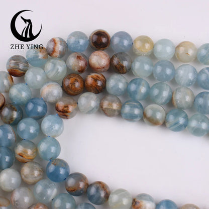 Natural Stone Blue Argentina Calcite Beads Onyx Round Loose Beads For Jewelry Making DIY Accessories Bracelet Necklace 6/8mm 15"