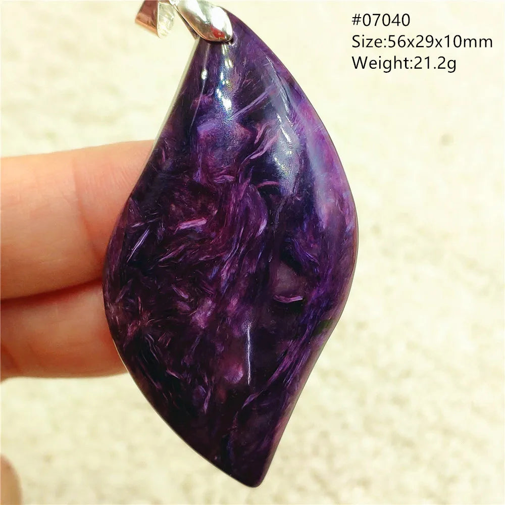 Natural Purple Charoite Pendant Necklace Jewelry Women 925 Sterling Silver Rare Gift Charoite Bead AAAAA