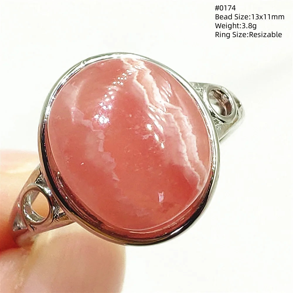 Natural Rose Rhodochrosite Ring Adjustable Ring Jewelry Woman Men Love Red Rhodochrosite Bead Healing Stone AAAAAA