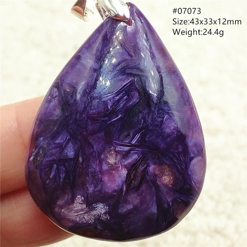 Natural Purple Charoite Water Drop Gemstone Pendant Women Men Charoite Bead Best Necklace Jewelry 925 Sterling Silver AAAAAA