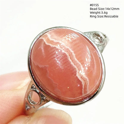 Natural Rose Rhodochrosite Ring Adjustable Ring Jewelry Woman Men Love Red Rhodochrosite Bead Healing Stone AAAAAA