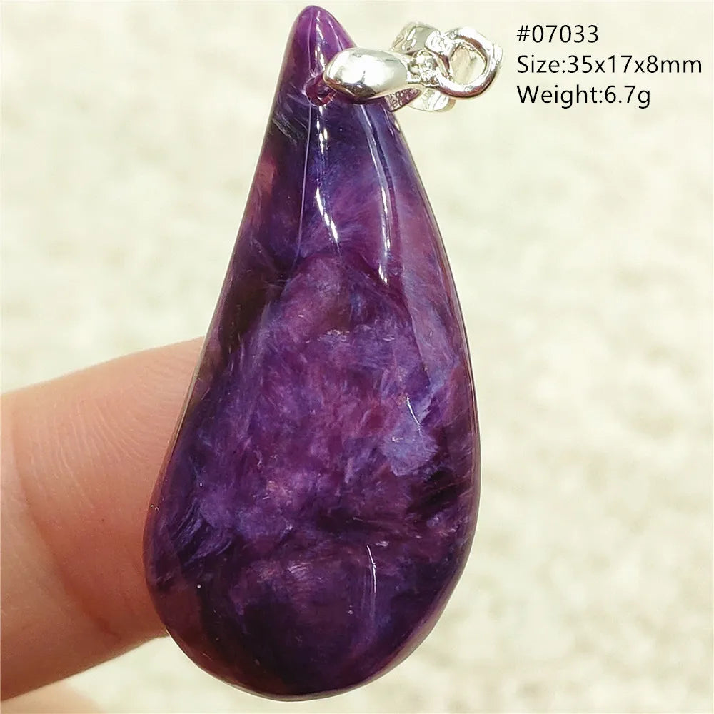 Natural Purple Charoite Pendant Necklace Jewelry Women 925 Sterling Silver Rare Gift Charoite Bead AAAAA