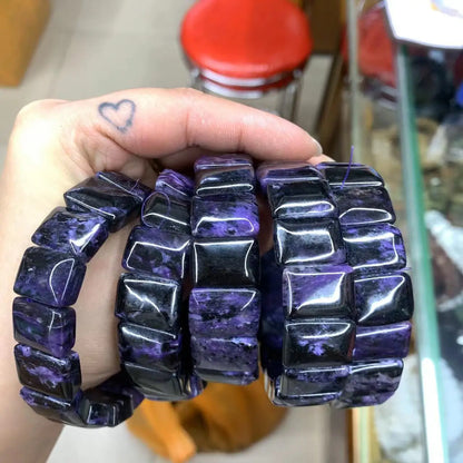 Pulseira de contas de pedra charoíta russa natural, joia com pedras preciosas da moda energética para mulheres, para presente, atacado!