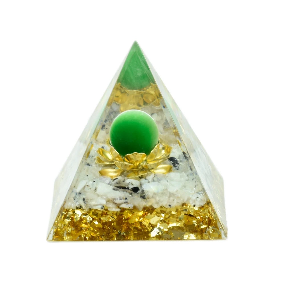 Natural Crystal Energy Generator Pyramid Peridot Amethyst Reiki Healing Crystal Chakra Resin Pyramid Meditation Tool Room Decor