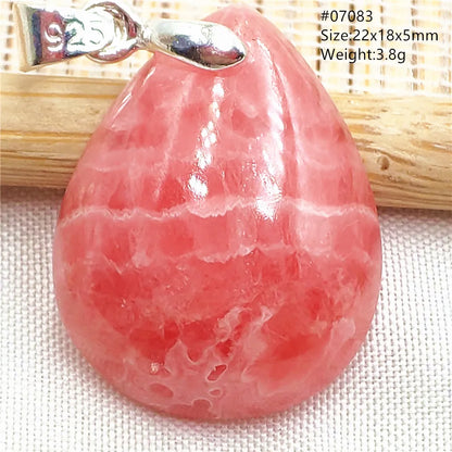 Natural Rose Rhodochrosite Pendant Heart Red Rhodochrosite Love Bead Pendant Necklace Women Rare Rose Necklace AAAAA