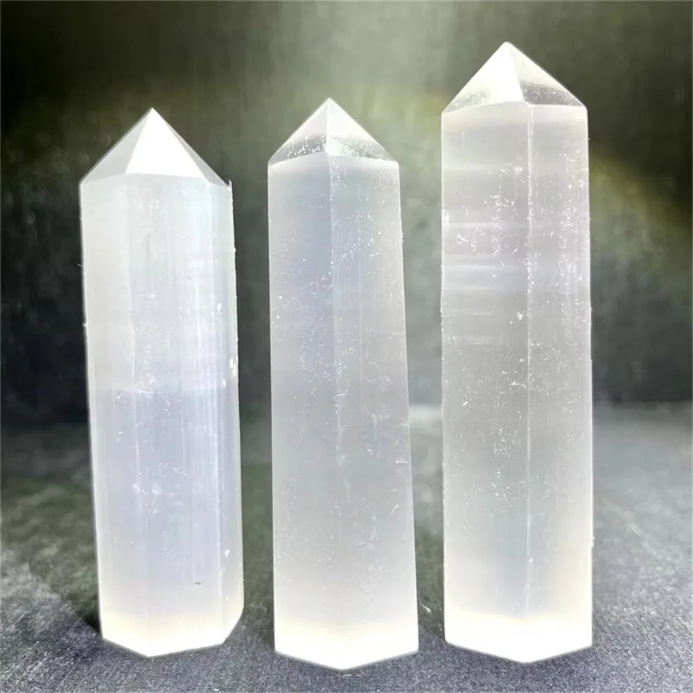 7-11cm Natural High Quality Beautiful Gemstone Obelisk Pillar Selenite Point Selenite Stone Tower Wand For Collection Gift