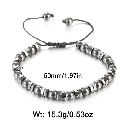 Pulsera de cuentas de piedra de hematita negra con 7 estilos de abalorios, joyería para hombres, pulsera tejida magnética para el cuidado de la salud para mujeres, regalo