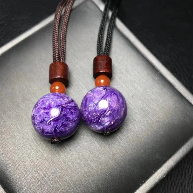 Colgante de esfera de charoita natural S925, cristal curativo, Reiki, regalo para mujer, colgante de joyería con piedras preciosas, regalo, 18 MM, 1 ud.