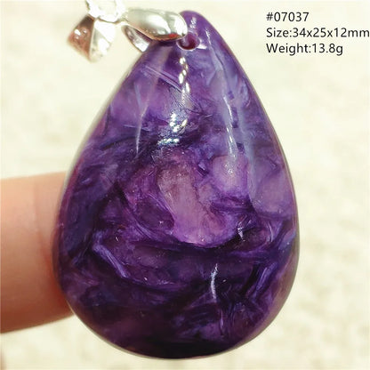 Natural Purple Charoite Pendant Necklace Jewelry Women 925 Sterling Silver Rare Gift Charoite Bead AAAAA