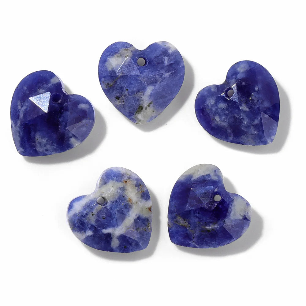 12-13mm Natural Faceted Heart Shape Stone Pendants Bead Agates Amethysts Opal Pendant for Making Necklace Bracelet Earrings 2Pcs