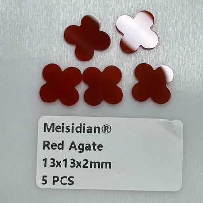 5pcs Meisidian 8mm~23mm Malachite Onyx Red Agate White Mother Of Pearl Four Leaf Clover Stone Pendant