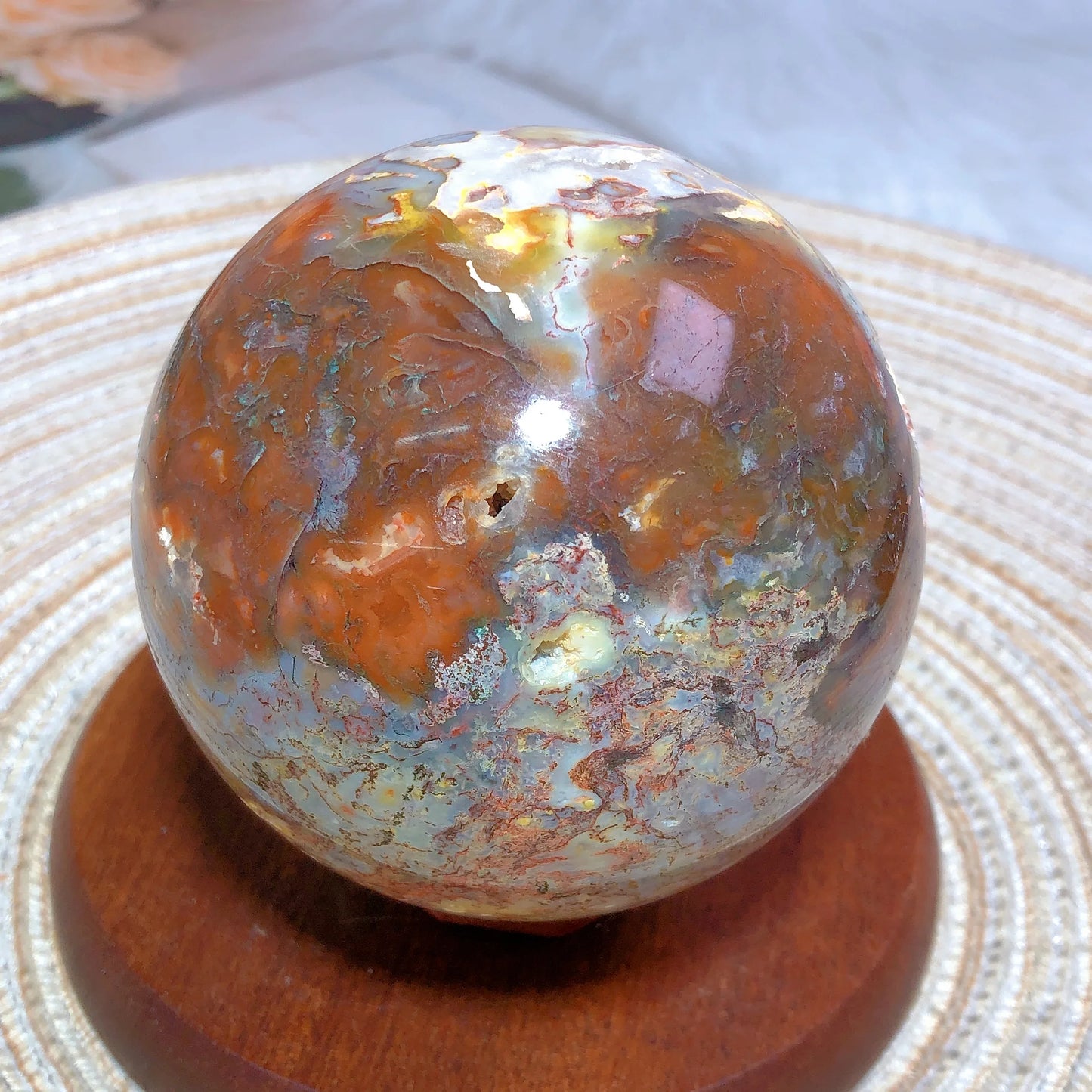 Natural Crystals Carnelian Moss Agate Sphere Druzy Geode Home Decorations Polished Room Decor Energy Gift Mineral Ore