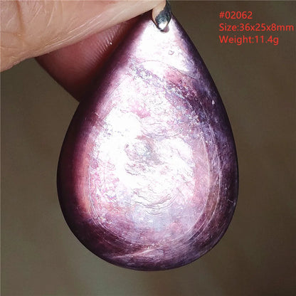 Natural Purple Lepidolite Quartz Tourmaline Mica Pendant Flash Woman Men Heart Love Fashion Jewelry AAAAAA