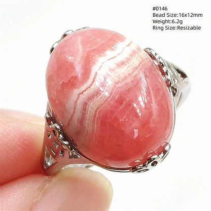 Natural Rose Rhodochrosite Ring Adjustable Ring Jewelry Woman Men Love Red Rhodochrosite Bead Healing Stone AAAAAA