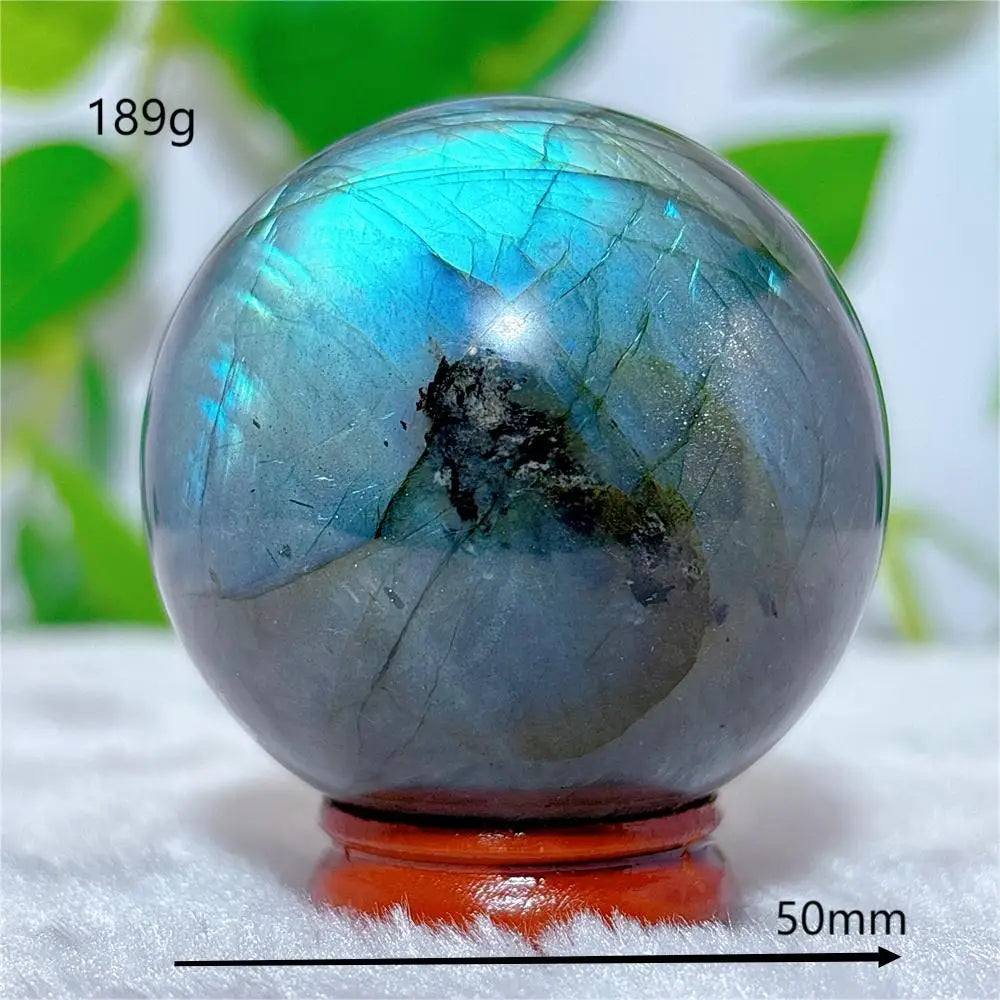 Labradorite Sphere Ball Crystal Natural Stone Quartz Home Decoration Minerals Reiki Craft Gemstone Energy Healing Love +Stand