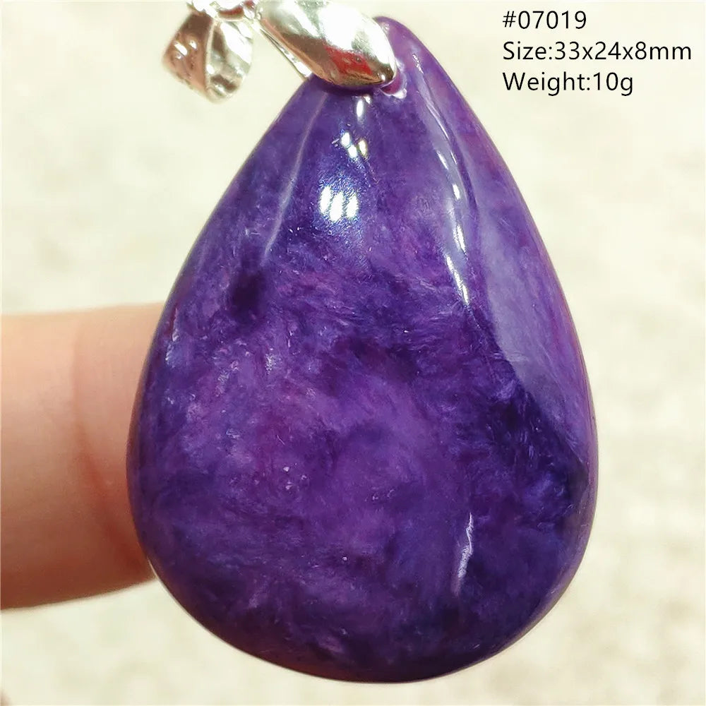 Natural Purple Charoite Pendant Necklace Jewelry Women 925 Sterling Silver Rare Gift Charoite Bead AAAAA